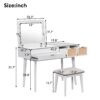 Classic Wood Makeup Vanity Set With Flip-Top Mirror And Stool, Dressing Table With Three Drawers And Storage Space - White - Image 16