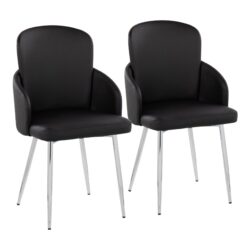Dahlia - Contemporary Dining Chair (Set of 2) - Chrome / Black