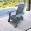 Outdoor Or Indoor Wood Adirondack Chair With An Hole To Hold Umbrella, On The Arm - Gray - Image 9