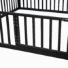 Twin Size Metal House Bed With Fence And Door - Black - Image 13