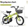 Fkznpj - 18" Sporty Kids Bike With Training Wheels And Stand Adjustable Saddle Suitable For Boys And Girls Aged 5 - 10 Years Tall Height 39 - 49" Available In A Variety Of Colors - Green - Image 3