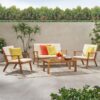 Avacyn - Outdoor 4 Seater Chat Set With Cushions - Natural / Cream - Image 2