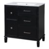 Bathroom Vanity With Ceramic Sink, Flip Out Drawer Design For Plumbing, Soft Close Drawers - Black - Image 11