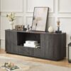 Modern Wavy TV Stand Rounded Sideboard With Storage Cabinet - Black - Image 4