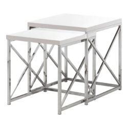 Accent Nesting Table For Living Room (Set of 2) - White