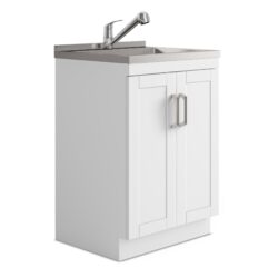 Kyle - Laundry Cabinet With Faucet And Stainless Steel Sink - White