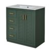 Bathroom Vanity With Ceramic Sink Combo, Frame Bathroom Storage Cabinet, Freestanding Vanity Set With 3 Drawers & Soft Closing Doors - Green - Image 14