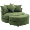 360° Swivel Accent Barrel Chair With Storage Ottoman & 4 Pillows, Modern Chenille Leisure Chair Round Accent For Living Room - Green - Image 21