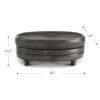 Belfast-Top Grain Leather Oval Ottoman - Gray - Image 4