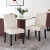 Classy Dining Chair (Set of 2) With Upholstered Seating - Beige - Image 2