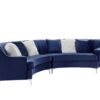 Velvet Curved Sofa - Navy Blue - Image 6