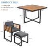 18 Pieces Acacia Wood Patio Dining Set, Space Saving Outdoor Patio Set, 8 Cushioned Chairs & 8 Ottomans & 2 Square Table, For Backyard, Garden, Deck And Poolside - Gray - Image 4