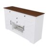 Rustic Farmhouse Kitchen Island With Storage Cabinet, Wood Top Breakfast Bar - White - Image 4
