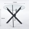 Dining Table With Cross Metal Leg And Tempered Glass, Modern Space Saving Kitchen Table For Living Room - Black - Image 9