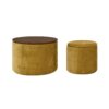 Classic Chenille Storage Ottoman Set With Drum Shaped Stool And Panel - Dark Yellow - Image 14