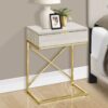 Accent Side Table, Storage Drawer, Marble Look Contemporary & Modern - Beige - Image 4