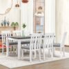 Retro Style 7 Piece Dining Table Set With Extendable Table And 6 Upholstered Chairs - Gray / White - Image 5