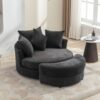 360° Swivel Accent Barrel Chair With Storage Ottoman & 4 Pillows, Modern Chenille Leisure Chair Round Accent For Living Room - Gray - Image 29