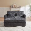 3 In 1 Loveseat Sofa Bed Chenille Fabric Pull Out Couch Sleeper Full Back Frame, Seat Frame, Armrests & 2 Pillows - Dark Gray - Image 6