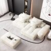 Modern Oversized Modular Sectional Sofa With Ottoman, Seat, Chaise Lounge And Armrest, Sparkling Chenille Fabric Soft Cushion Sofa With 4 Pillows, 4 Pieces Diy Combination Tufted Sofa, No Assembly Required - Beige - Image 8