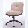 Oversize Seat Cirss Cross Chair With Wheels, Elegant Design Computer Chair, Adjustable Height 360 Degree Rolling Swivel Home Office Chair For Small Space, Dressing Room, Living Room - Pink / Gray - Image 16