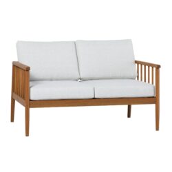 Contemporary Cushioned Eucalyptus Wood Patio Loveseat - Brown