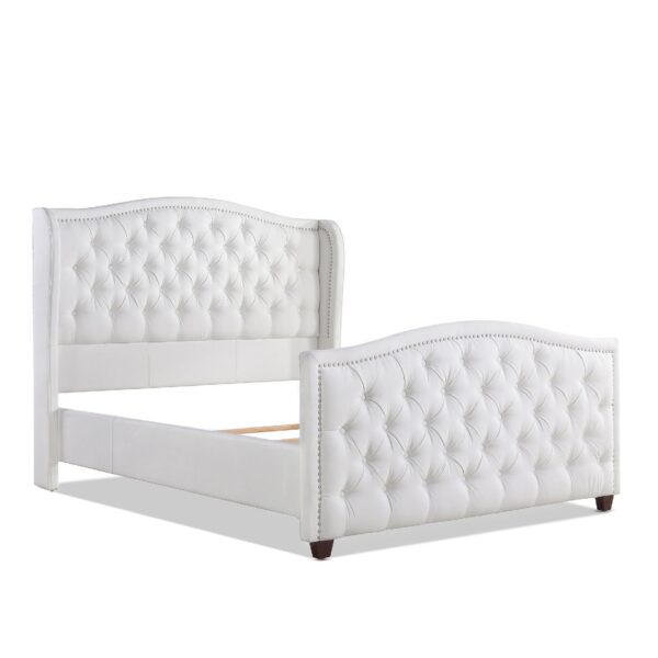 Marcella - Queen Upholstered Shelter Headboard Bed Set - Bright White
