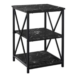 Accent Table, Side Marble Look Contemporary & Modern - Black