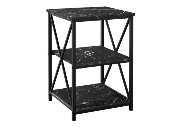 Accent Table, Side Marble Look Contemporary & Modern - Black
