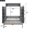 Full Size Murphy Wall Bed With Shelves And LED Lights - Gray - Image 18