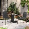 Aluminum And Rattan Chat Set, Outdoor Patio Set Includes Rattan Dining Chair Set Of 2 And C Shaped Side Table - Dark Brown - Image 2