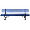 8' Outdoor Steel Bench With Backrest - Blue - Image 2