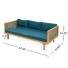 Claremont - 3 Seater Daybed With Rattan Arms And Cushions, Acacia Wood Frame - Teak / Teal - Image 3