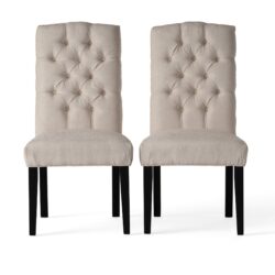Harriet - Tufted Dining Chairs Upholstered With Solid Wood Frame (Set of 2) - Ivory
