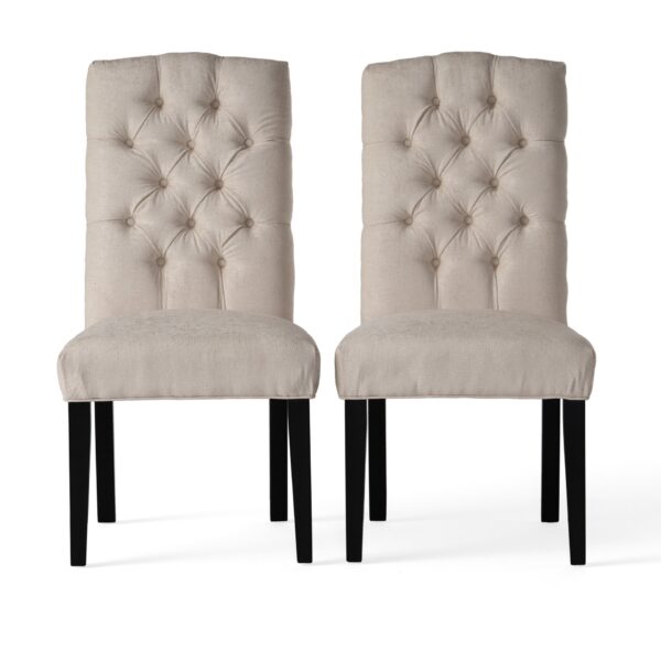 Harriet - Tufted Dining Chairs Upholstered With Solid Wood Frame (Set of 2) - Ivory