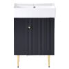 Bathroom Vanity, Combo Cabinet, Bathroom Storage Cabinet, Single Ceramic Sink, Left Side Storage - Black - Image 14
