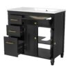 Modern Bathroom Vanity With Ceramic Sink, Freestanding, One Tip - Out Drawer, 3 Side Drawers, Adjustable Shelf - Beige - Image 16