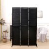 Rustic 3 Panel Room Divider 6Ft Wood Folding Privacy Screen With Metal Frame And Louver Design - Black - Image 2