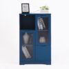 Painted Cabinet With Glass Doors, Drawer, And Open Storage Space For Bedroom And Living Room - Navy Blue - Image 25