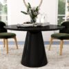 Modern High Gloss Minimalist Round Dining Table - Black - Image 9