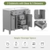 Bathroom Vanity Without Sink, Cabinet Base Only, Two Cabinets And Five Drawers, Solid Wood Frame - Gray - Image 2