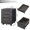 3 Drawer Mobile File Cabinet Under Desk Office, Simple Style Versatile Storage Cabinet, 5 Wheel Design Anti-Tilting Cold Rolled Steel Waterproof Moisture-Proof - Black - Image 23