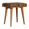 Leopard Velvet Tray Style Footstool - Brown Oak - Image 2