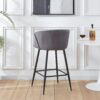 Counter Height Bar Stool, Velvet Upholstered For Pub, Restaurant, Kitchen Island (Set of 2) - Black / Dark Gray - Image 3