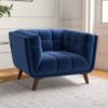 Addison - Velvet Lounge Chair - Dark Blue - Image 9