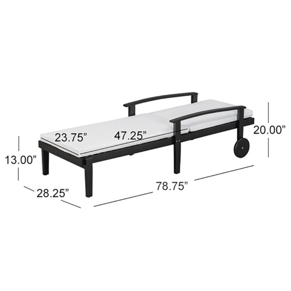 Jason - Chaise Lounge Adjustable Acacia Wood Outdoor Furniture - Black White