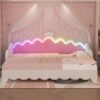 Twin Extending Daybed With LED Lights, Modern Upholstered Princess Daybed With Crown Headboard - White - Image 3