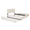 Queen Size Upholstered Platform Bed With Trundle And Drawers - Beige - Image 11