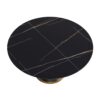 59.05" Modern Artificial Stone Round Black Carbon Steel Base Dining Table, Can Accommodate 6 People - Black - Image 9