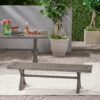 Modern Aluminum Outdoor Dining Bench With X Base - Dark Gray - Image 2